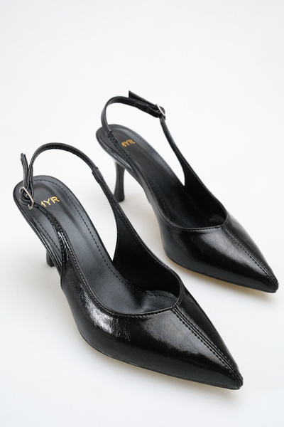 meyra'nın ayakkabıları Women's Pointed Toe Sewing Detailed Heeled Shoes Black...