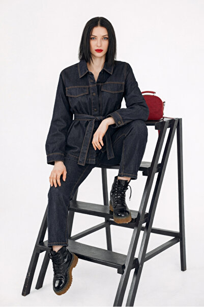 Noa&Noa Women's Wide Leg High Waist Denim Trousers Set – Indigo Form