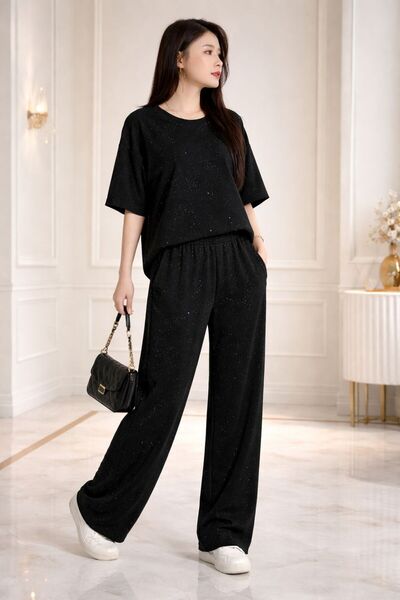 LaFont Elegant women's pants and t-shirt set combining comfort and luxury, ad...