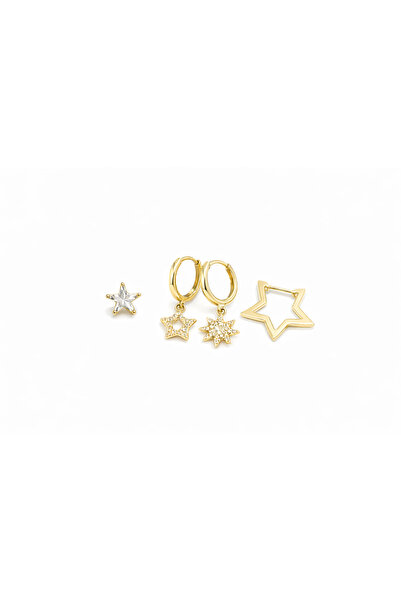 Richard Jewell Women's Steel Star Quad Earring Set, Color Does Not Fade