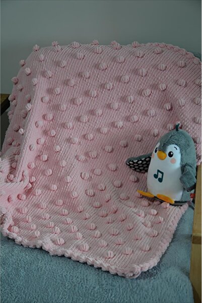 Nova and co El Örgüsü Kadife Puflu Bebek Battaniyesi