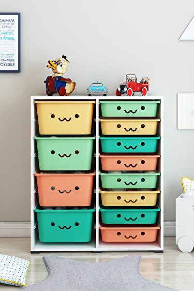 DEKOZUM KİDS 12 Sepetli Oyuncak Dolabı Oyuncak Kutusu Oyuncak Organizeri Box