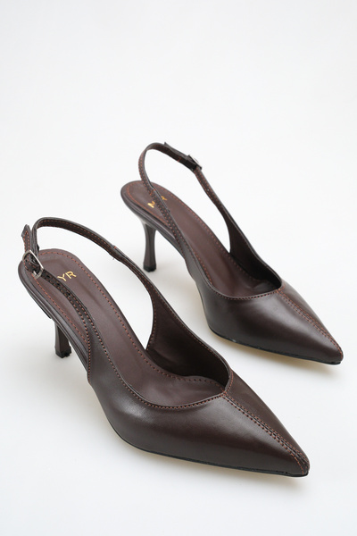 meyra'nın ayakkabıları Women's Pointed Toe Stitched Detailed Heeled Shoes Bit...