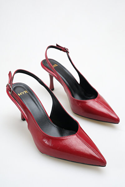 meyra'nın ayakkabıları Women's Pointed Toe Sewing Detailed Heeled Shoes Burgu...
