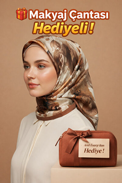 Picasso Silk-Look Brown Crystal Scarf – Twill Stylish Design 90X90