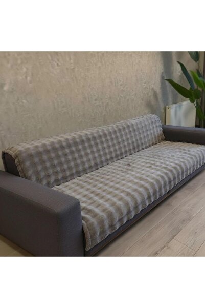 Keremhome Plush Sofa Cover Shawl Fluffy Bulbble Cream Multi-Purpose Baklava P...