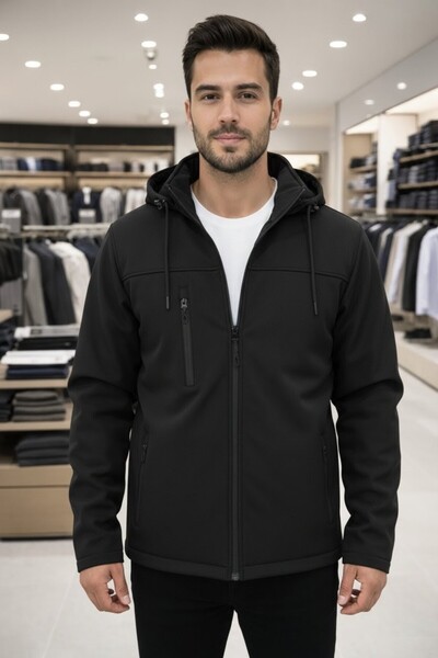 wera Siyah,Erkek, rüzgar ve yağmura dayanıklı, çıkarılabilir kapüşonlu,içi po...