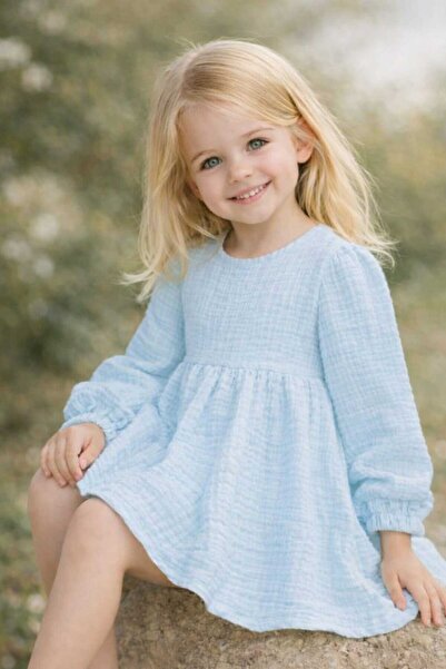 BEBEĞİME ÇORAP Girl's Balloon Sleeve Muslin Dress