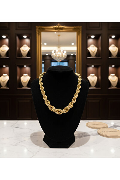 Septemmart قلادة تنس كلاسيكية ذات سلسلة ملتوية سميكة ذهبية اللون