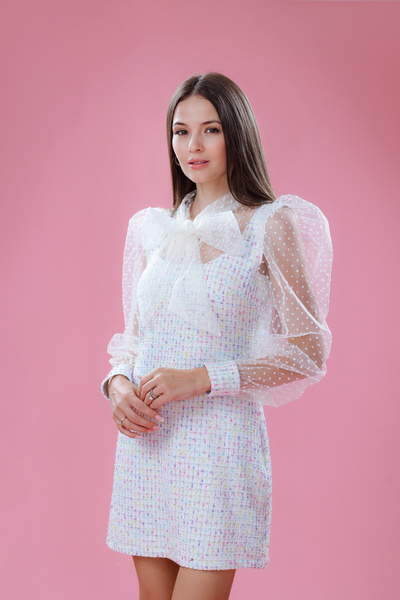 kiddos.ro Rochie dama tweed cu maneci bufante si funda, Charm
