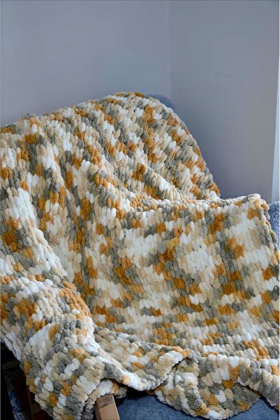 Nova and co Çok Renkli Kadife Örgü Bebek Battaniyesi