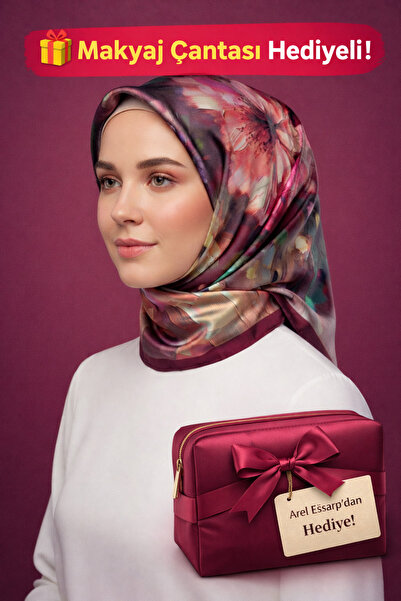 Picasso Silk-Look Fuchsia Crystal Scarf – Twill Stylish Design 90X90