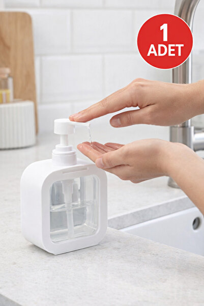 Open Home Concept 1 Adet Kare Sıvı Sabunluk | Şeffaf Gövdeli Basmalı Sıvı Sab...