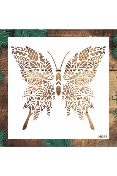 STENCİLTASARIM Stencil Tasarım H056 Kelebek Duvar, Eşya,kumaş,fayans Boyama Ş...