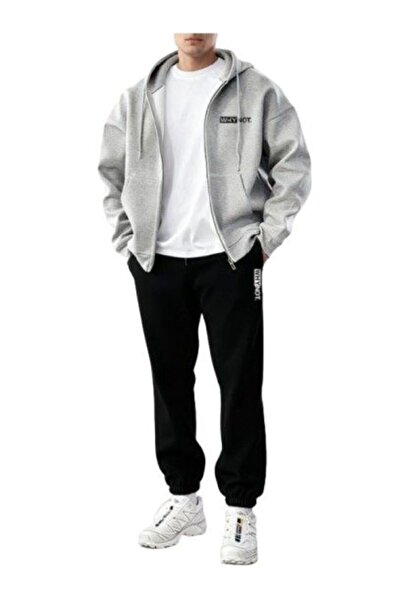 Elvino Why Not Printed Oversized Women'S/Men's Unisex Winter 3 Thread Grey/Bl...