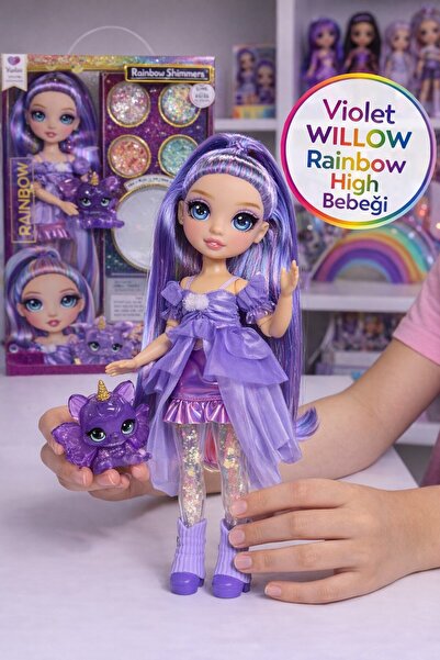TOYFEST Rainbow High Violet WILLOW Rainbow Shimmers Slime Kitli Mor 28 Cm Oyu...