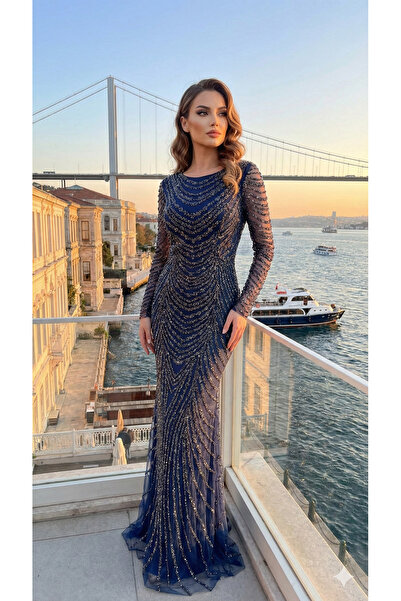 UZER Kristal Taş ve payet İşlemeli baskılı vücudu saran kuruklu Özel Seri Gec...