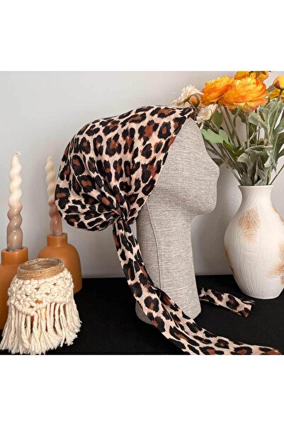 Anatolye قبعة من القماش الشاش بنمط الفهد باللونين الأسود والبني - مقاومة للان...