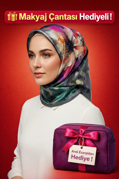 Picasso Silk-Look Gray Crystal Scarf – Twill Stylish Design 90X90