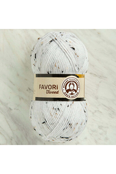 Ören Bayan FAVORİ TWEED Beyaz El Örgü İpi (3 Adet) - Renk: 100B