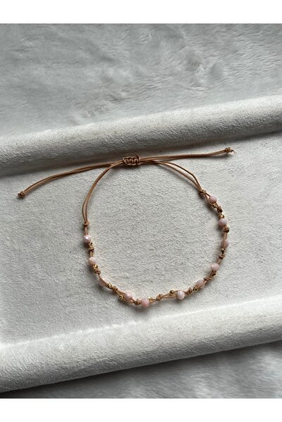 Pel Design Minimal Pink Natural Stone Adjustable Rope Bracelet & Anklet