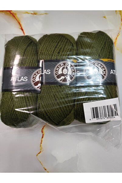 Ören Bayan ATLAS Haki Yeşil El Örgü İpi (3 Adet) - Renk: 077