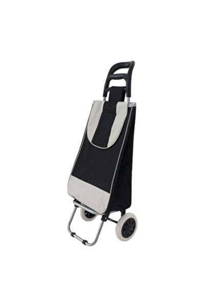 oemco Shopping Cart BLACK, 2 wheels plastic, metal frame + GIFT 1 Spare Wheel