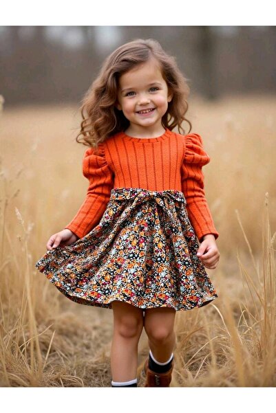 OEM Girls' brown dress with Printed, 2-3 years, 92-98 cm