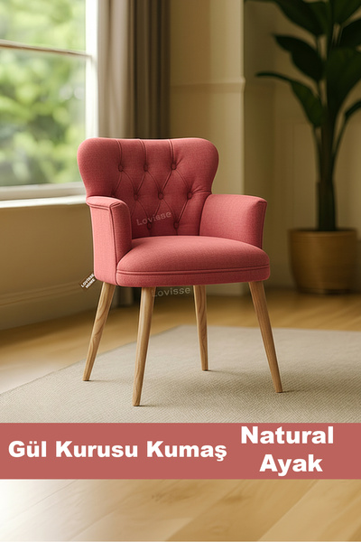 LOVİSSE HOME Gül Kurusu Diva Berjer Tekli Koltuk Ev, Ofis– Bekleme koltuğu, O...