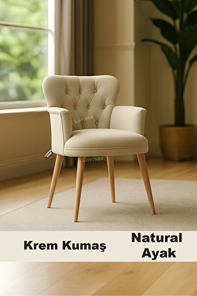LOVİSSE HOME Krem, Natural Diva Berjer Tekli Koltuk Ev, Ofis– Bekleme koltuğu...