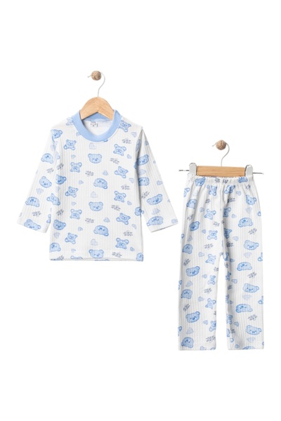 Babexi Bebek Ayı ve Kalp Desenli Pamuklu Pijama Takımı – Uzun Kollu, Lastikli...