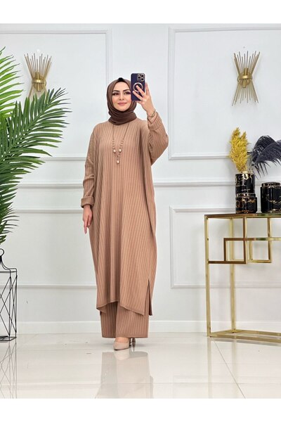 Summer Store Çağla Long Tunic and Trousers Two-Piece Hijab Set