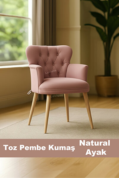 LOVİSSE HOME Toz Pembe Diva Berjer Tekli Koltuk Ev, Ofis– Bekleme koltuğu, Ot...