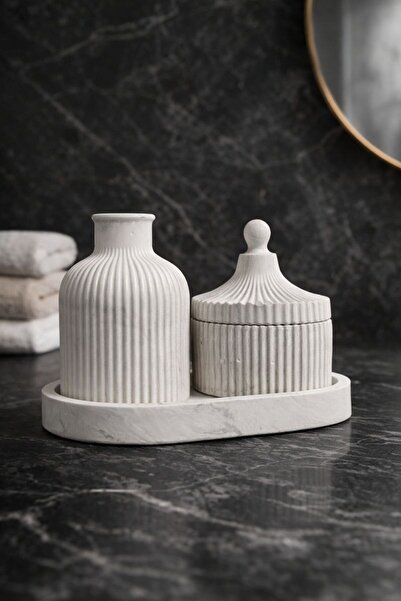 Sepetteyiz Taş Tozu Minimal Vazo Seti