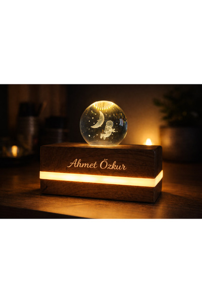 İKONİXPET VIP Kişiye Özel El Yapımı Ahşap Kristal Küre | Premium Dekoratif LE...