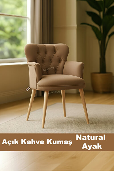 LOVİSSE HOME Açık Kahve Natural Ayak Diva Berjer Tekli Koltuk Ev, Ofis– Bekle...