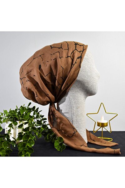 Anatolye Kahverengi Mermer Desen Tülbent Bone - Kaymaz Terletmez (Kaymayan)