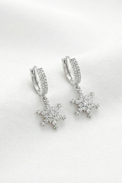 özgül takı ve tasarım Snowflake Model Zircon Stone Stainless Steel Silver Col...