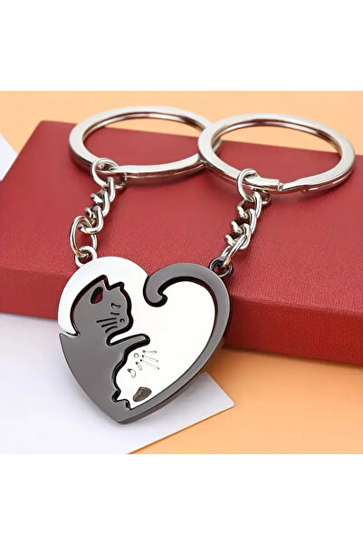lysiaaccessory Couple Keychain with Cat Figures - Set of 2 Puzzle Keychains T...