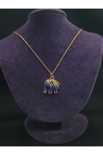 sarıyer silver Natural Stone Blue Elephant Steel Necklace Women's Jewelry Dai...