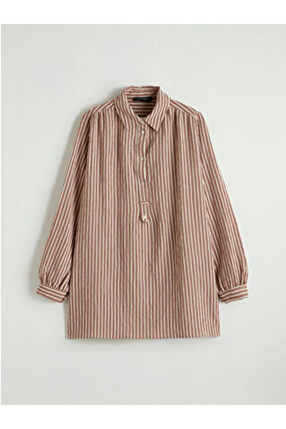 LC Waikiki artı-store Γυναικείο πουκάμισο τουνίκ με γιακά και μακριά μανίκια, çi