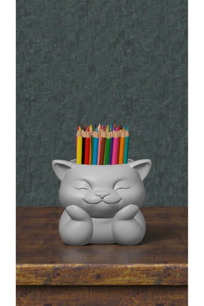 krh 3d print Desktop Pen Holder with Cute Cat Design |   Stylish Organizer for Colored Pencils