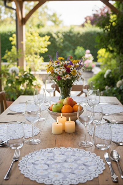 Rona Home Supla de servire americană de lux cu model margaretă și margini din...