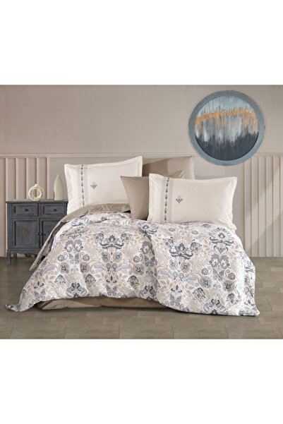 CASIMI Poplin Cotton Bedding Set, Quilted, 2 Persons - Anabel Gray