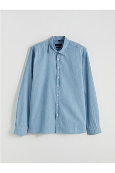 LC Waikiki M1 Sezon Blue Regular Fit Gabardine Men's Shirt
