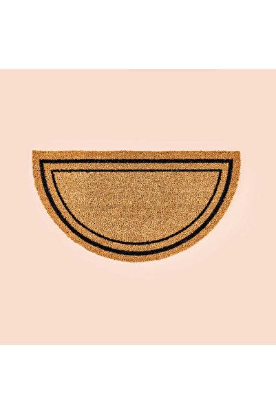 ASPARTAM Home Koko Black Striped Half Moon Door Mat - Beige / Black - 40X75 cm