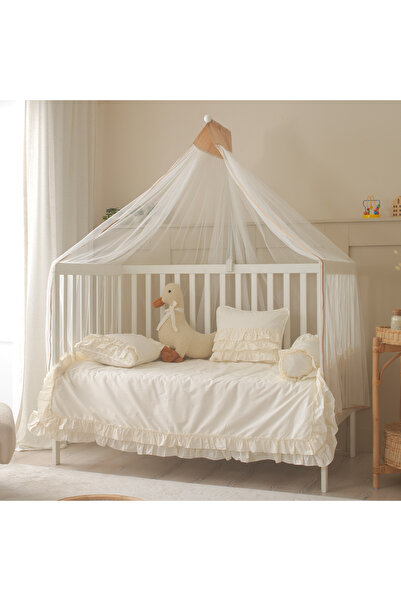 JOYFUL KIDS Luna Cream Baby Sleeping Set - Ruffled Cylinder Edge Protection -...