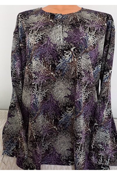 Anne Er Clothing Winter Three Button Combed Cotton Blouse Long-Sleeve O-Neck ...