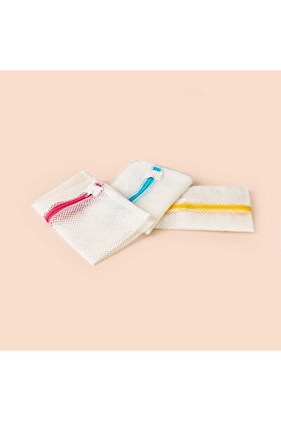 ASPARTAM طقم شبكات غسيل بسحاب من ليفينج - أبيض - 40x60 سم + 35x50 سم + 30x40 سم