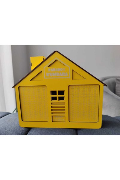 Altın express ✨   Parabox Wooden Goal Piggy Bank - 10,000 Tl Savings Motivation Box (Home Design)